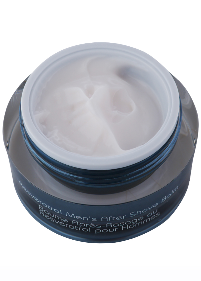 men's aftershave balm with open lid